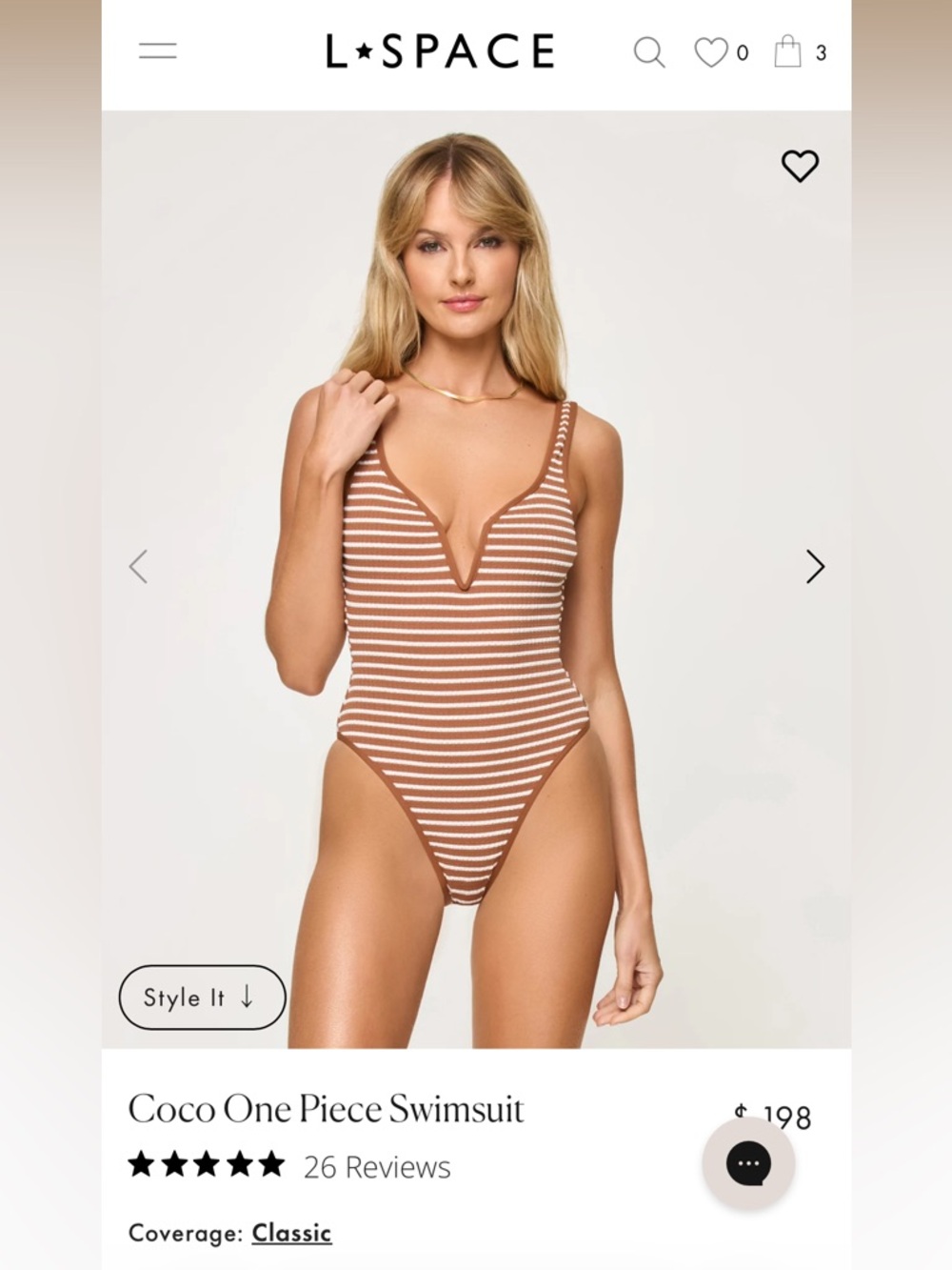 l*space NWT Striped Coco One-Piece Swimsuit